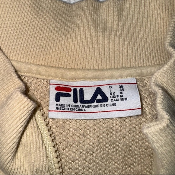 Fila Woman's Pullover Sweater Red & Beige / Tan Sherpa Size Medium Quarter Zip - Picture 6 of 11